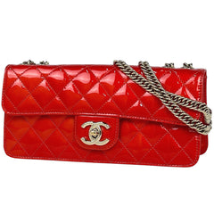 シャネル ココマーク チェーン ショルダーバッグ マトラッセ エナメル ショルダーバッグ パテントレザー レッド レディース 【中古】brbag