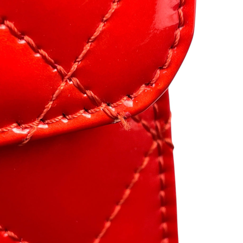 シャネル ココマーク チェーン ショルダーバッグ マトラッセ エナメル ショルダーバッグ パテントレザー レッド レディース 【中古】brbag