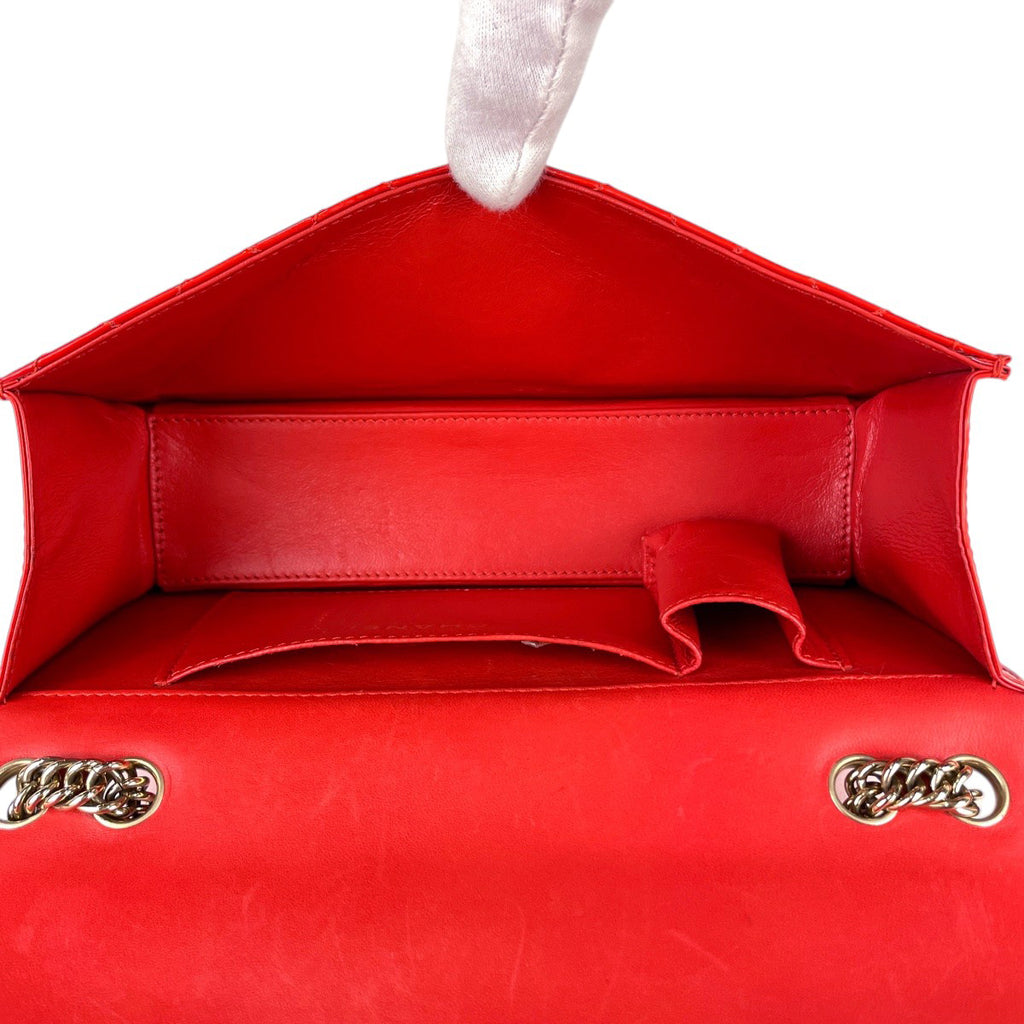 シャネル ココマーク チェーン ショルダーバッグ マトラッセ エナメル ショルダーバッグ パテントレザー レッド レディース 【中古】brbag