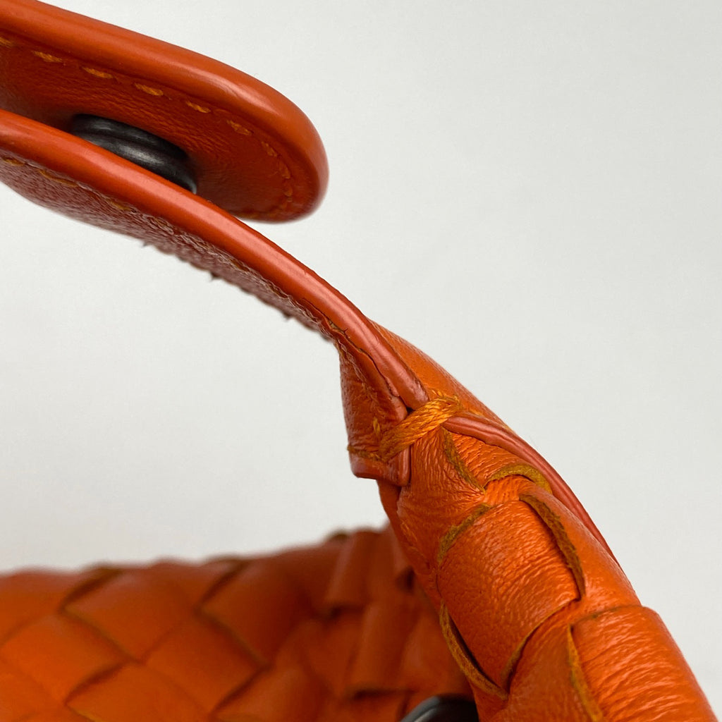 ボッテガヴェネタ イントレチャート ハンドバッグ ミニ 手提げ 編み込み メッシュ ナッパ ハンドバッグ レザー オレンジ レディース 【中古】brbag