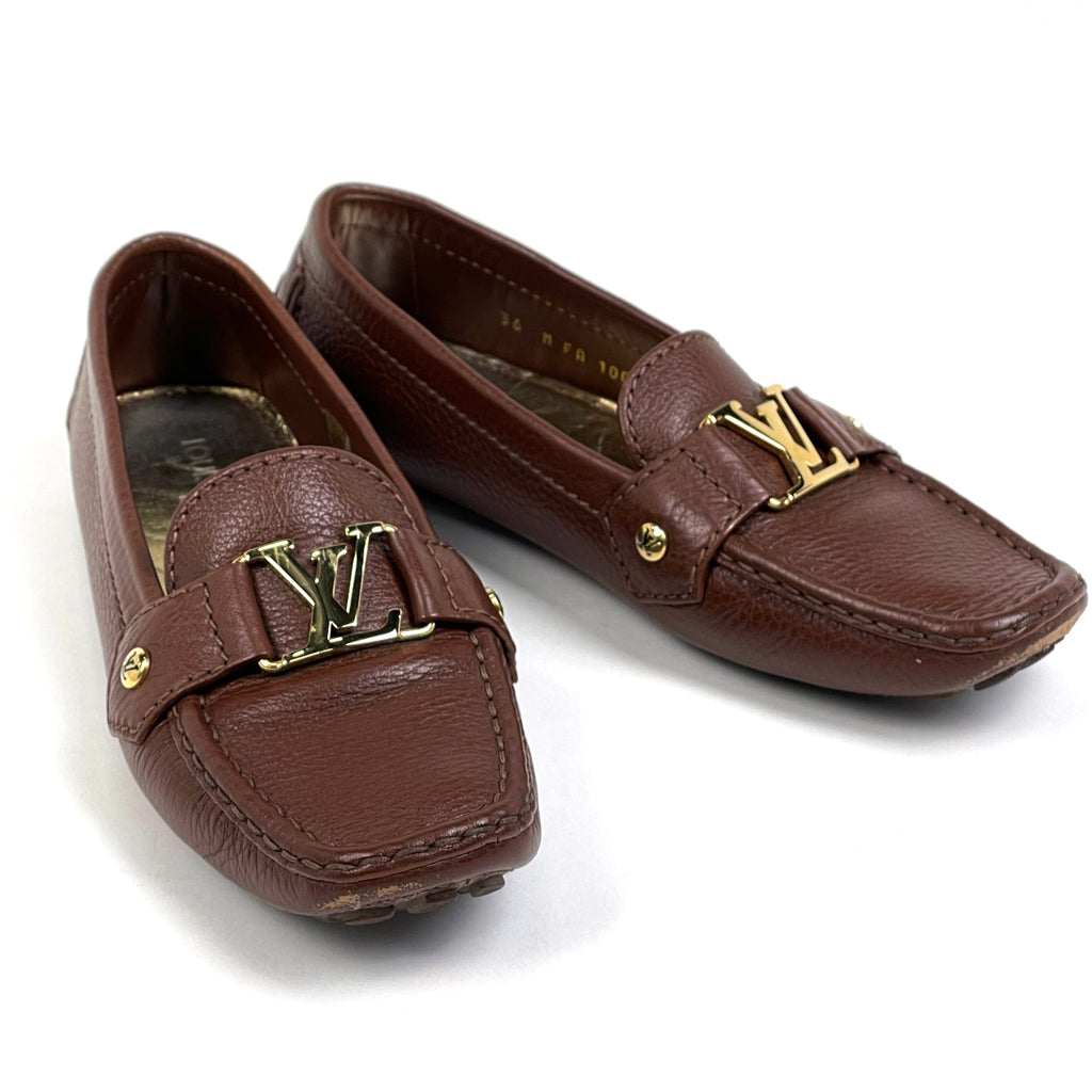 ルイ・ヴィトン モノグラム ドライビングシューズ モンテカルロ ライン ローファー 靴 ドライビングシューズ レザー ブラウン レディース 【中古】brapp