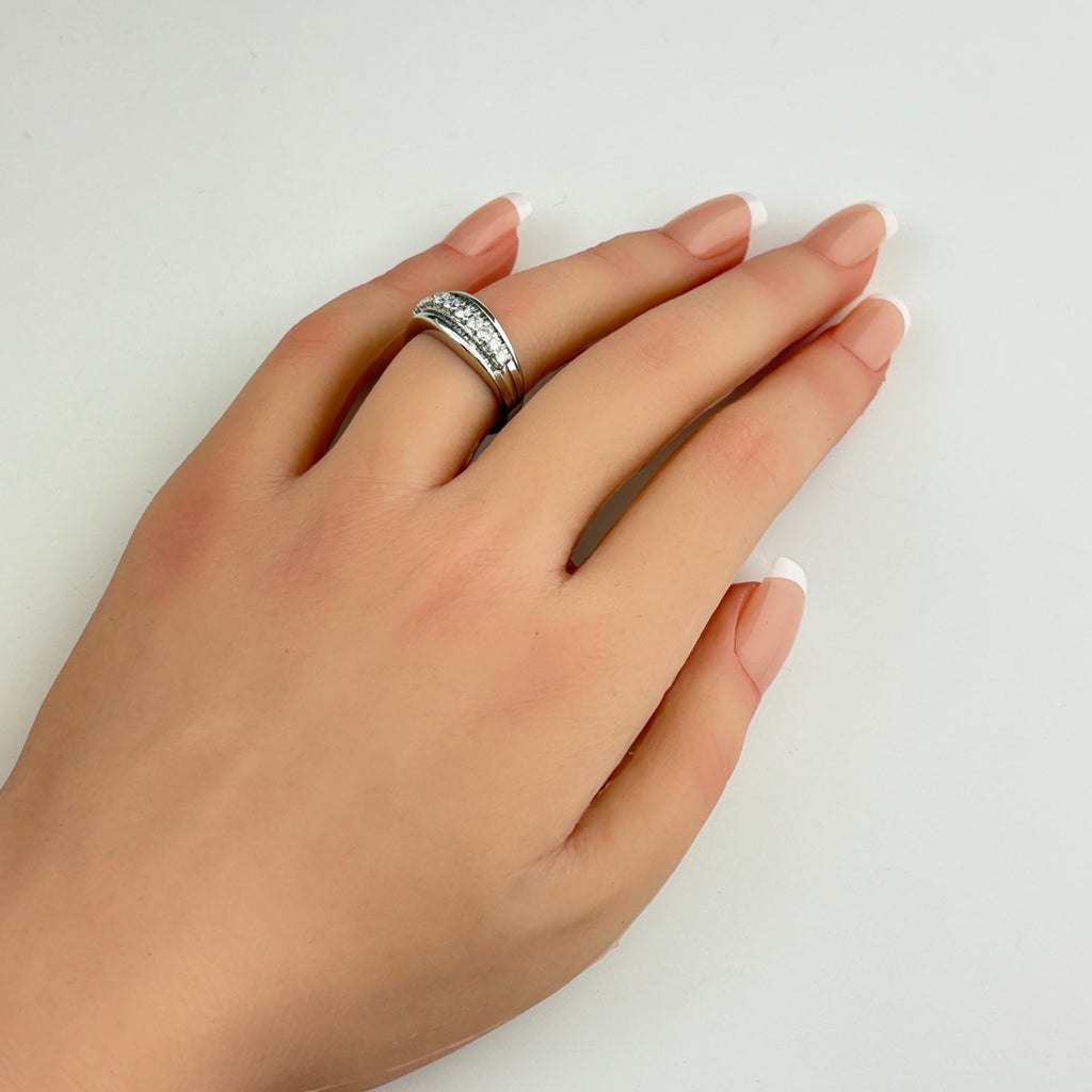 メレダイヤ デザインリング プラチナ 指輪 リング 11.5号 Pt900 ダイヤモンド レディース 【中古】nbjwl