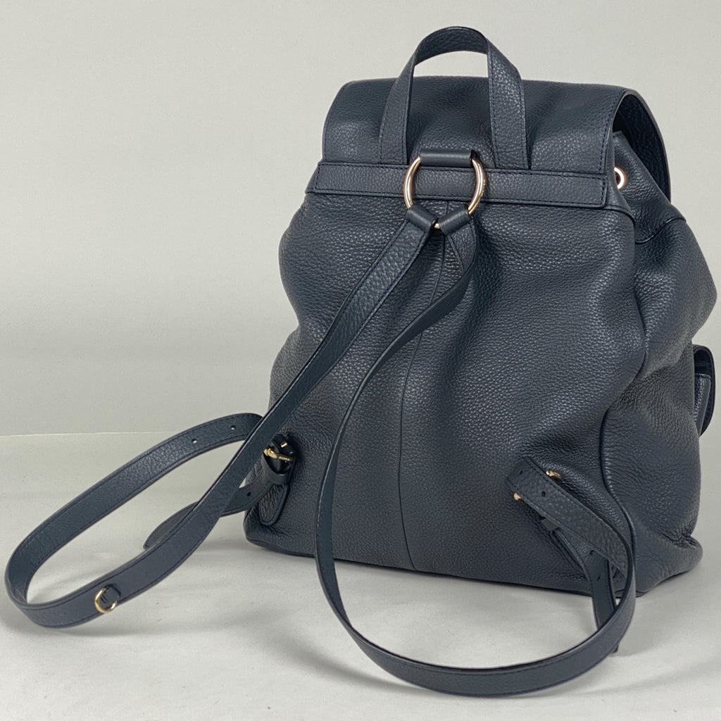 コーチ ロゴ リュックサック バックパック デイパック リュック レザー ネイビー F37410 レディース 【中古】brbag