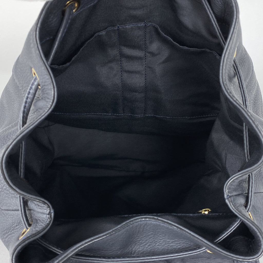 コーチ ロゴ リュックサック バックパック デイパック リュック レザー ネイビー F37410 レディース 【中古】brbag