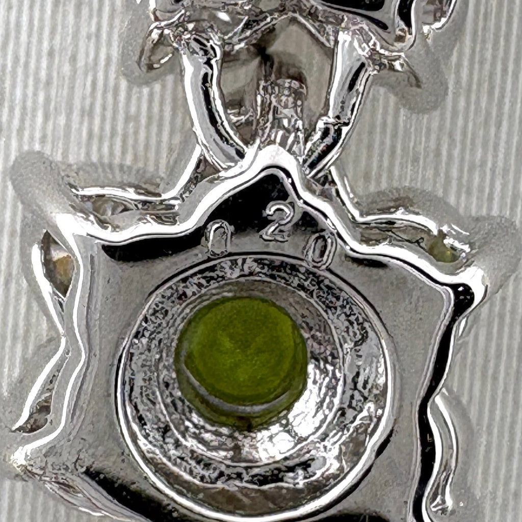 フラワーモチーフ デザインネックレス WG ホワイトゴールド ペンダント メレダイヤ 花 ネックレス K18 WG グリーングロッシュラーガーネット レディース 【中古】nbjwl