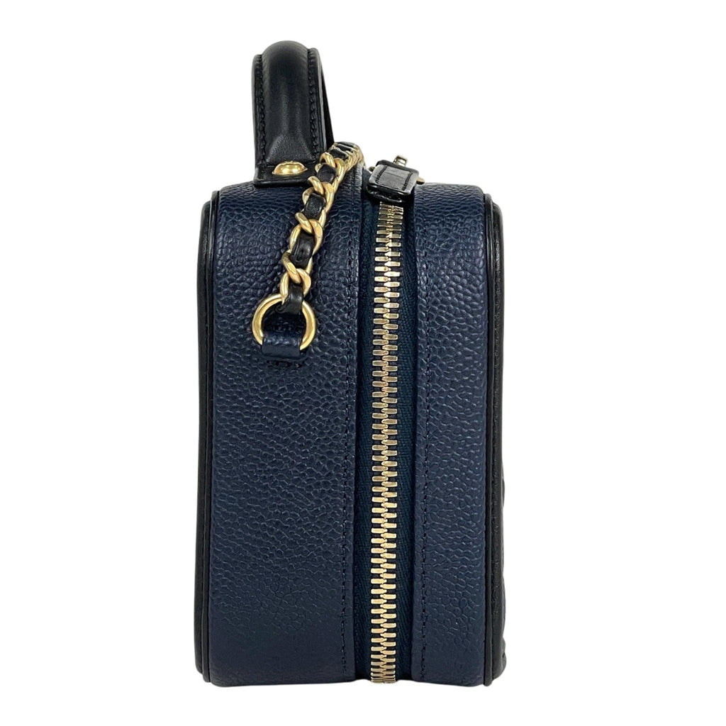 シャネル ココマーク チェーンショルダーバッグ CCフィリグリー 2WAY バニティバッグ ショルダーバッグ キャビアスキン ネイビー レディース 【中古】brbag