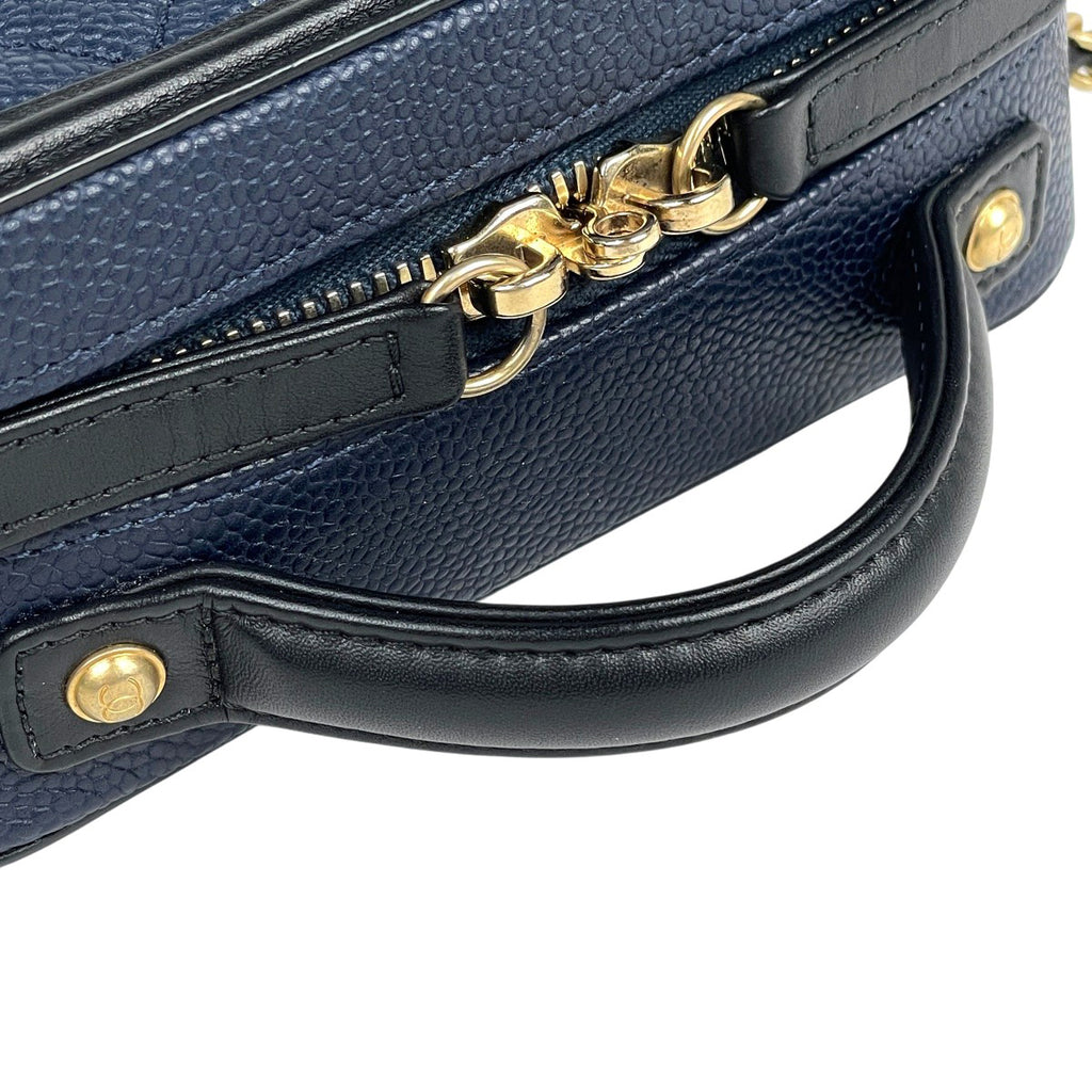 シャネル ココマーク チェーンショルダーバッグ CCフィリグリー 2WAY バニティバッグ ショルダーバッグ キャビアスキン ネイビー レディース 【中古】brbag