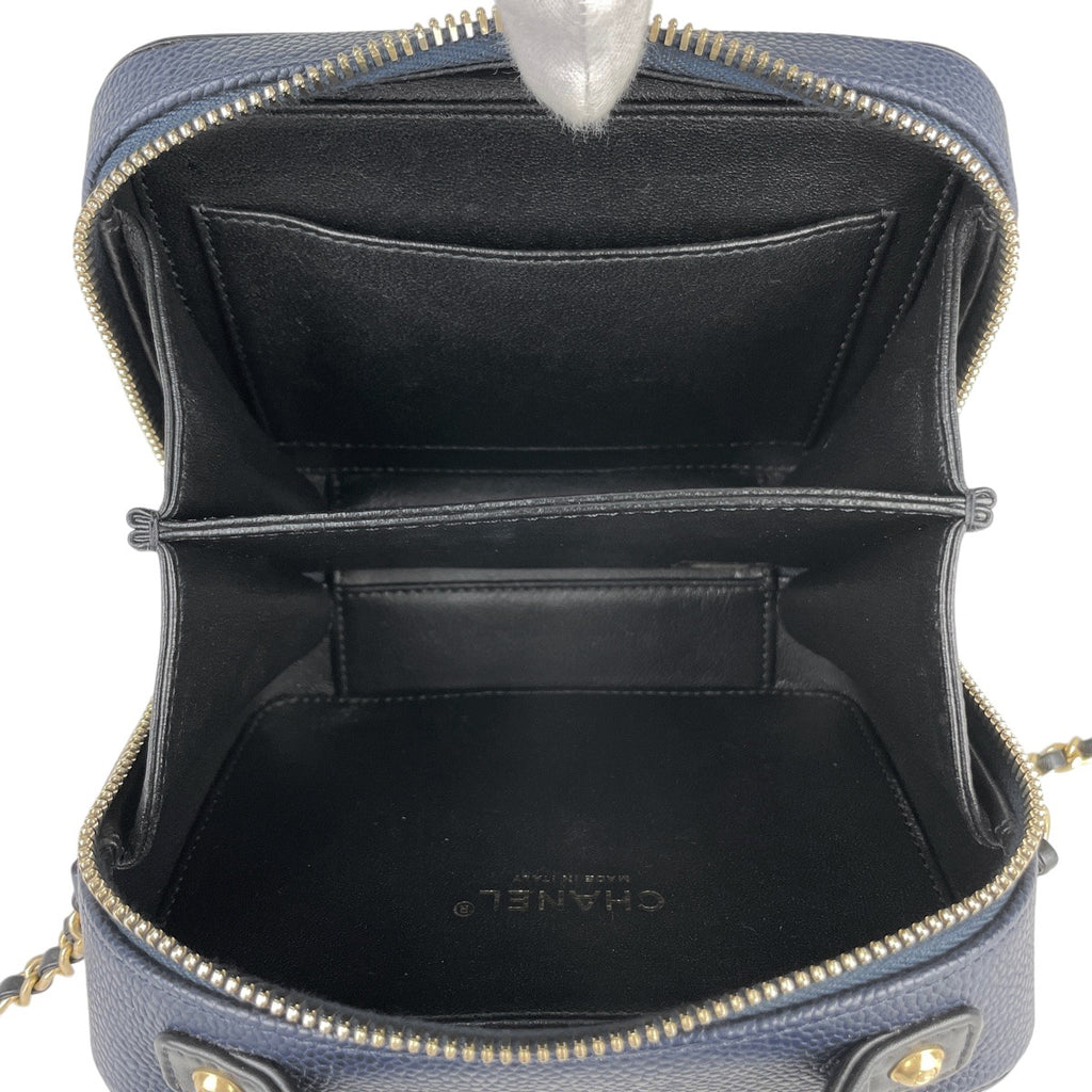 シャネル ココマーク チェーンショルダーバッグ CCフィリグリー 2WAY バニティバッグ ショルダーバッグ キャビアスキン ネイビー レディース 【中古】brbag