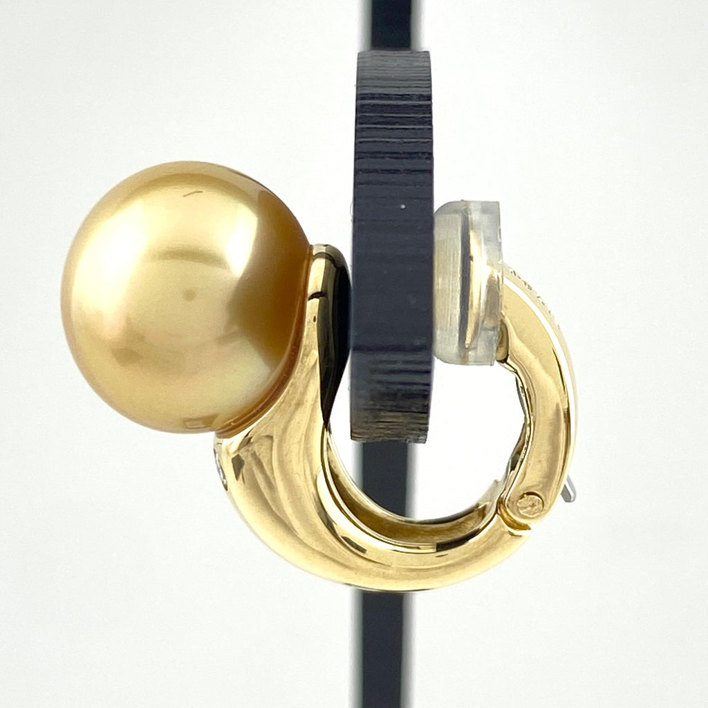 タサキ パール デザインイヤリング YG イエローゴールド メレダイヤ 真珠 イヤリング K18 パール ダイヤモンド レディース 【中古】brjwl