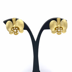 タサキ フラワーモチーフ デザインイヤリング YG イエローゴールド ピアス スイング 花 イヤリング K18 ダイヤモンド レディース 【中古】brjwl