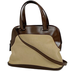 サルヴァトーレフェラガモ ロゴ ハンドバッグ 2WAY ショルダーバッグ ハンドバッグ キャンバス ベージュ レディース 【中古】brbag