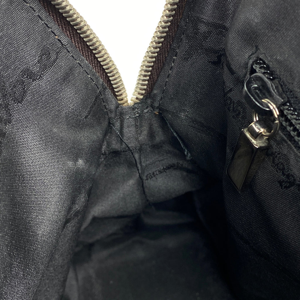 サルヴァトーレフェラガモ ロゴ ハンドバッグ 2WAY ショルダーバッグ ハンドバッグ キャンバス ベージュ レディース 【中古】brbag