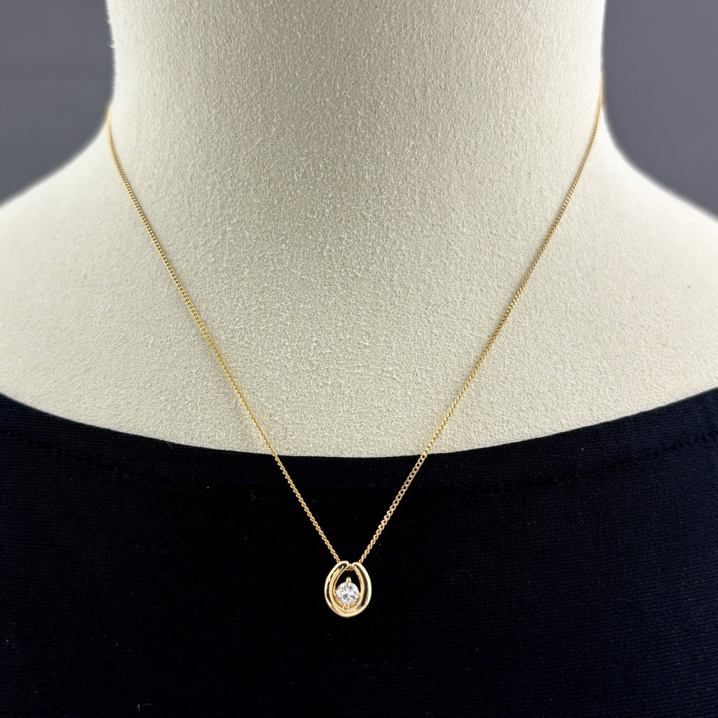 メレダイヤ デザインネックレス YG イエローゴールド ペンダント ネックレス K18 750 ダイヤモンド レディース 【中古】nbjwl