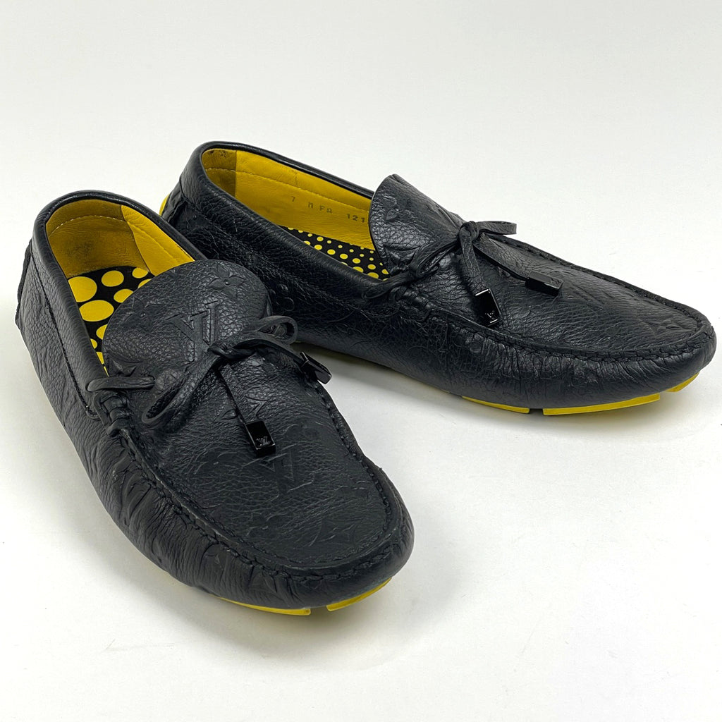 ルイ・ヴィトン ドライバーライン ローファー 草間彌生 2023 ドット 靴 ローファー モノグラム ノワール(ブラック) イエロー メンズ 【中古】brapp