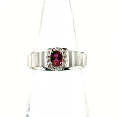 ルビー デザインリング プラチナ メレダイヤ 指輪 リング 11.5号 Pt900 ルビー ダイヤモンド レディース ノンブランドジュエリー 【中古】nbjwl