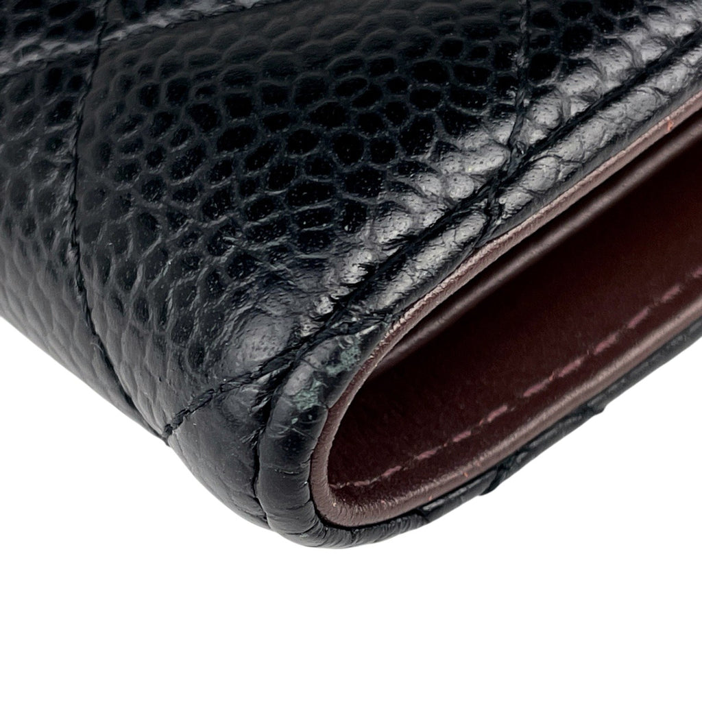 シャネル ココマーク 三つ折り 財布 マトラッセ クラシック スモール フラップ ウォレット 三つ折り財布 キャビアスキン ブラック AP0231 レディース 【中古】brbag