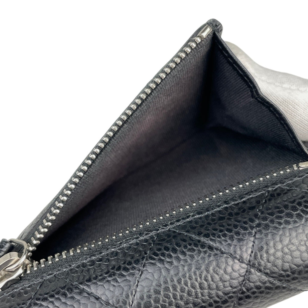 シャネル ココマーク 三つ折り 財布 マトラッセ クラシック スモール フラップ ウォレット 三つ折り財布 キャビアスキン ブラック AP0231 レディース 【中古】brbag