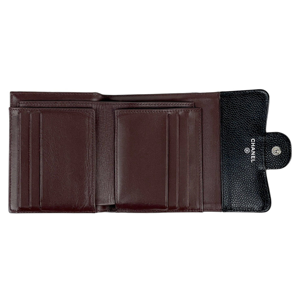 シャネル ココマーク 三つ折り 財布 マトラッセ クラシック スモール フラップ ウォレット 三つ折り財布 キャビアスキン ブラック AP0231 レディース 【中古】brbag