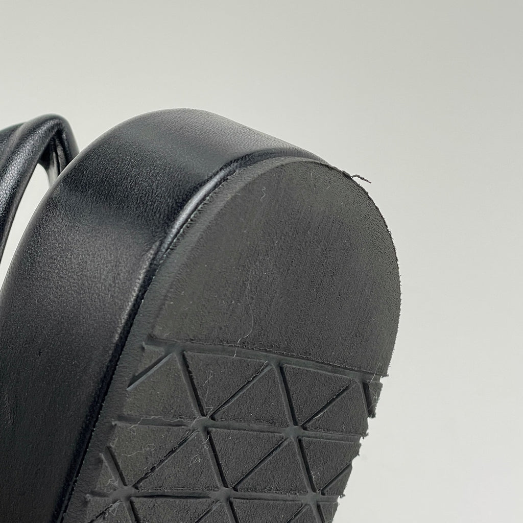 プラダ トライアングルロゴ サンダル ロゴプレート 厚底 靴 サンダル レザー ブラック レディース 【中古】brapp