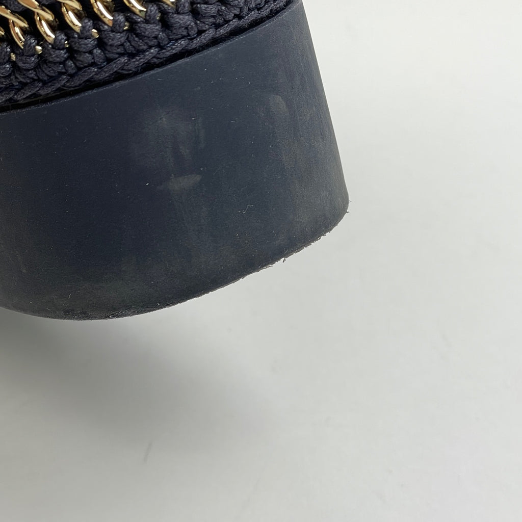 シャネル ココマーク ローファー レースアップ 厚底 靴 ローファー レザー ネイビー レディース 【中古】brapp