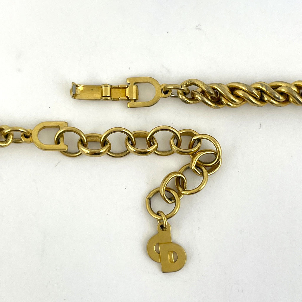 クリスチャンディオール ロゴ チェーン ネックレス CD チョーカー ネックレス GP ゴールド レディース 【中古】bracc