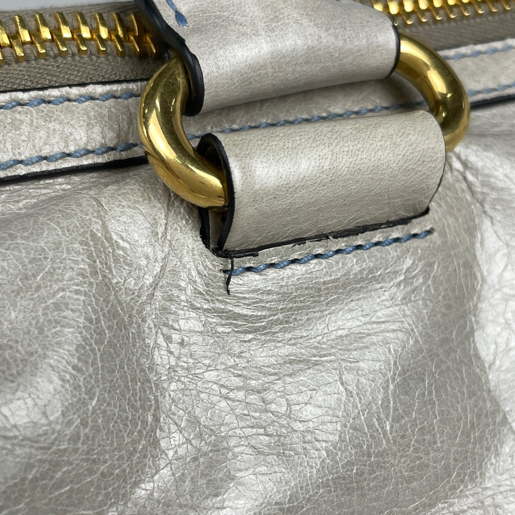 ミュウ ミュウ ロゴ ハンドバッグ 2WAY ショルダーバッグ ハンドバッグ レザー グレー レディース 【中古】brbag