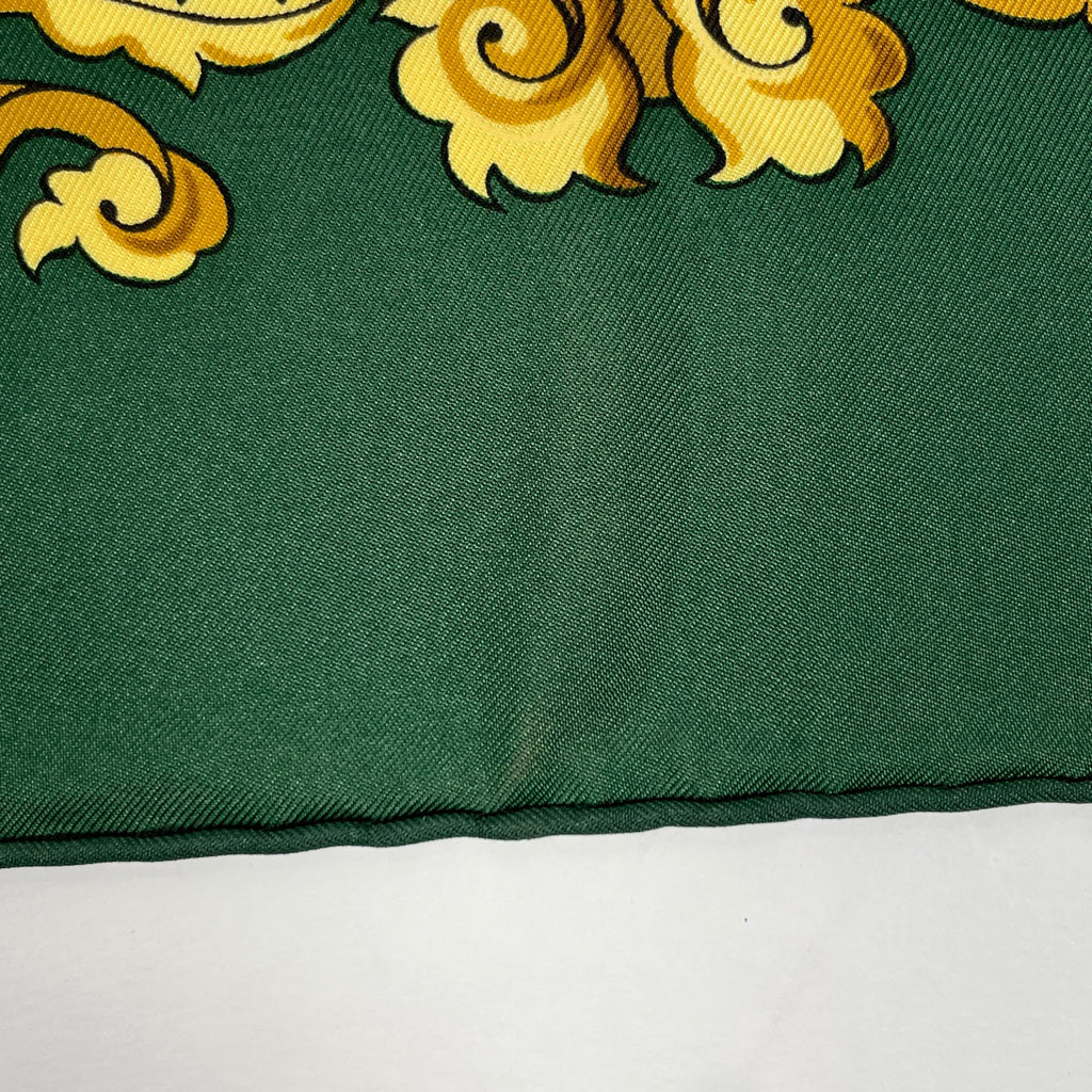 エルメス カレ 90 ANIMAUX SOLAIRES 太陽の動物たち スカーフ シルク グリーン マルチカラー レディース 【中古】brbag