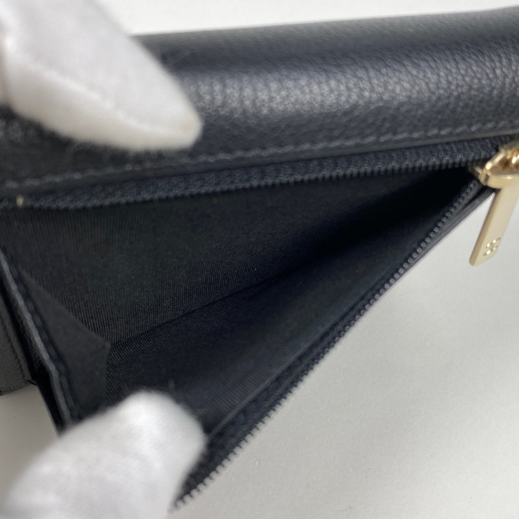 シャネル ココマーク 三つ折り 財布 CC 三つ折り財布 レザー ブラック レディース 【中古】brbag