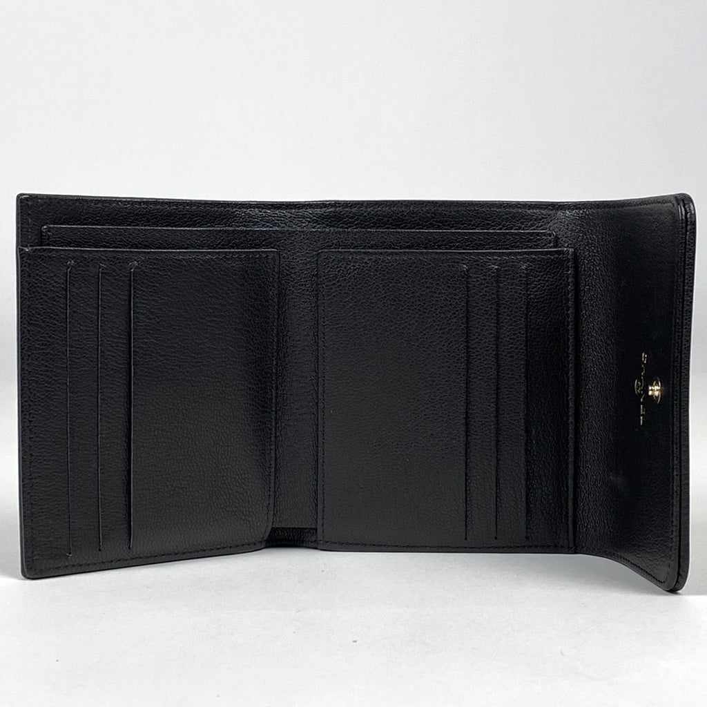 シャネル ココマーク 三つ折り 財布 CC 三つ折り財布 レザー ブラック レディース 【中古】brbag