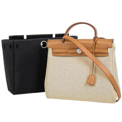 エルメス エールバッグ PM 2WAY ショルダーバッグ ハンドバッグ トワルGM ナチュラル ブラック ブラウン □G レディース 【中古】brbag