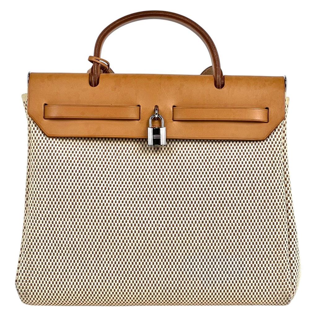 エルメス エールバッグ PM 2WAY ショルダーバッグ ハンドバッグ トワルGM ナチュラル ブラック ブラウン □G レディース 【中古】brbag