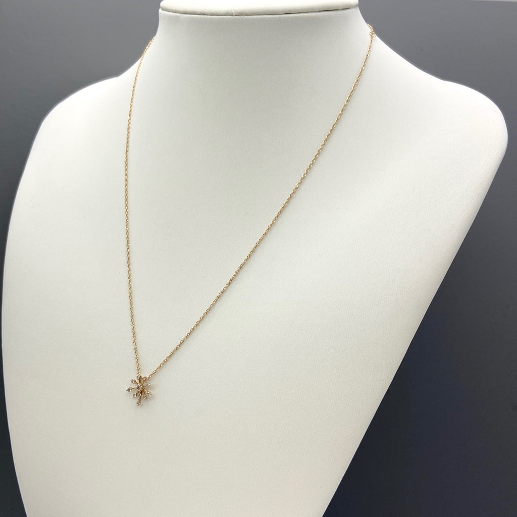 アガット メレダイヤ デザインネックレス YG イエローゴールド 指輪 ペンダント ネックレス K18 ダイヤモンド レディース 【中古】brjwl