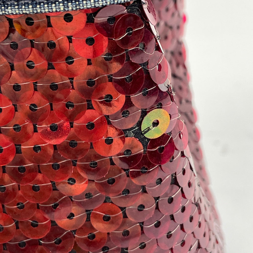 シャネル ロゴ ハンドバッグ 巾着型 ハンドバッグ デニム ブルー レッド レディース 【中古】brbag