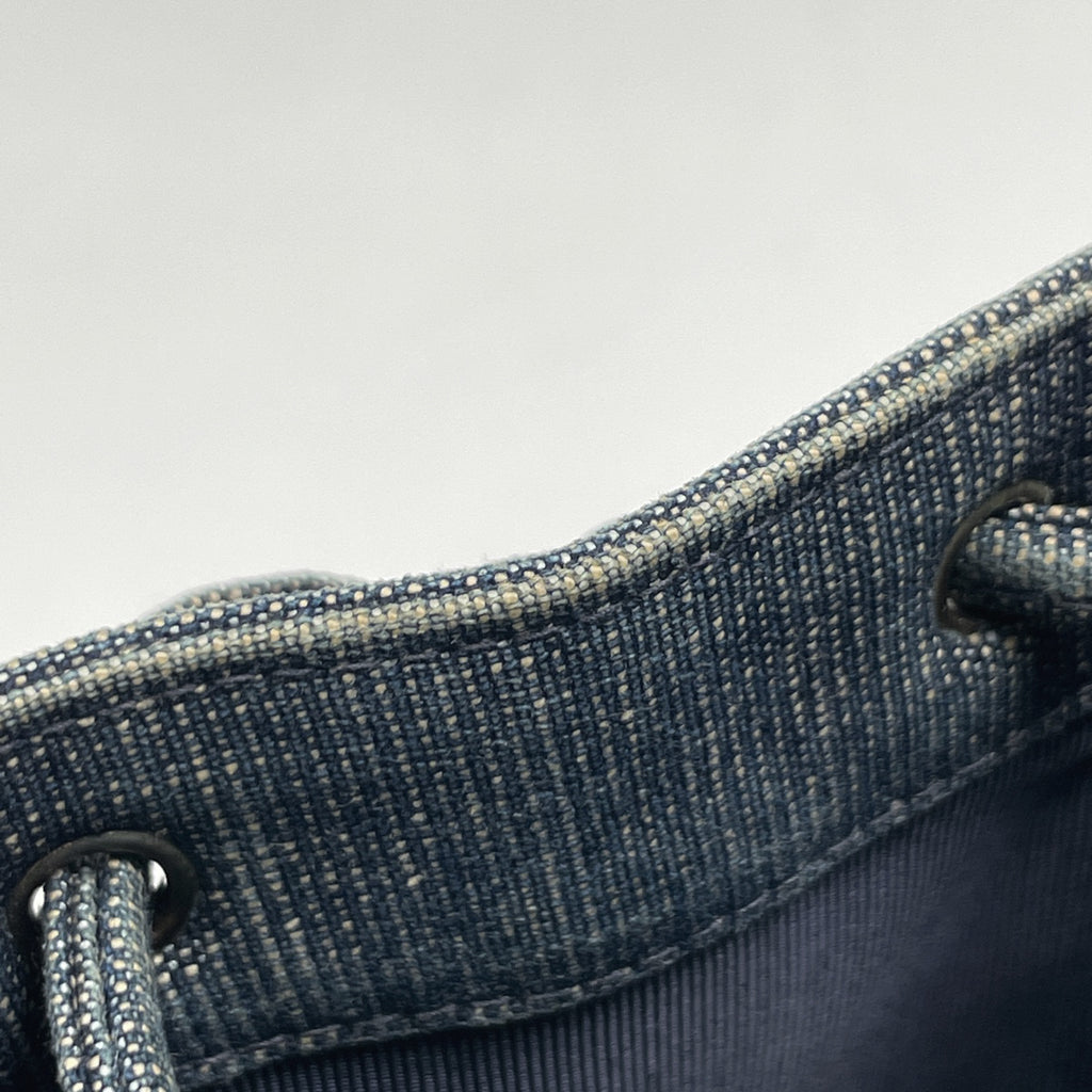 シャネル ロゴ ハンドバッグ 巾着型 ハンドバッグ デニム ブルー レッド レディース 【中古】brbag