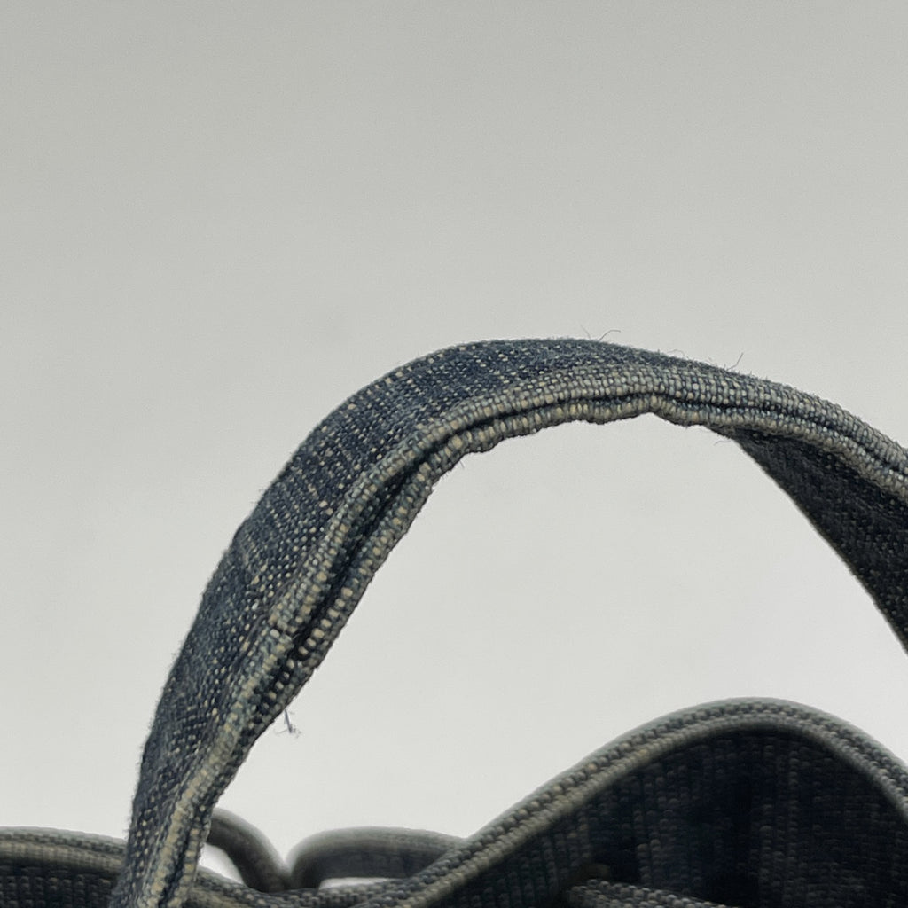 シャネル ロゴ ハンドバッグ 巾着型 ハンドバッグ デニム ブルー レッド レディース 【中古】brbag