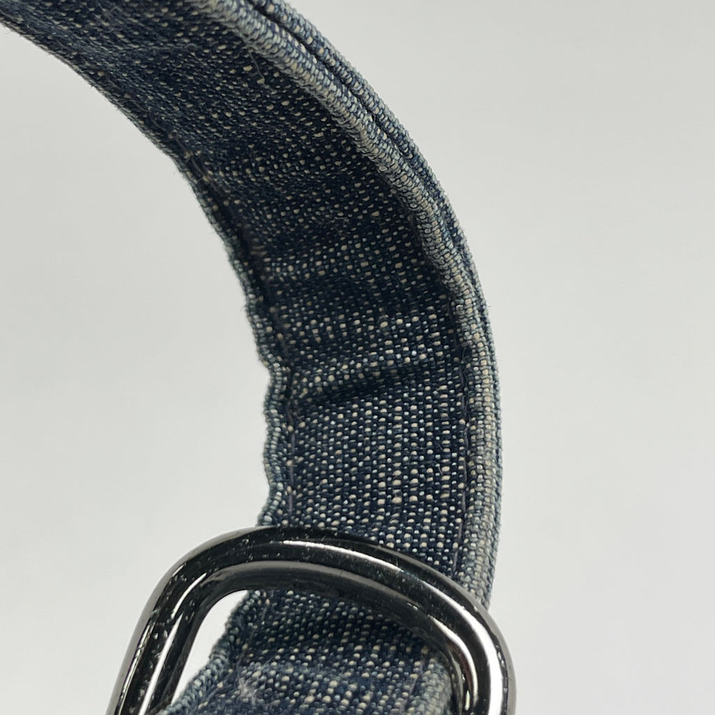 シャネル ロゴ ハンドバッグ 巾着型 ハンドバッグ デニム ブルー レッド レディース 【中古】brbag