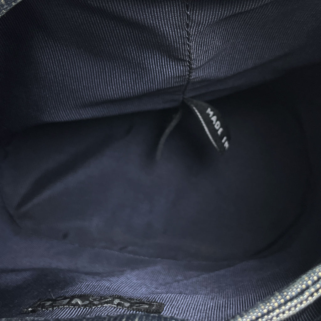 シャネル ロゴ ハンドバッグ 巾着型 ハンドバッグ デニム ブルー レッド レディース 【中古】brbag