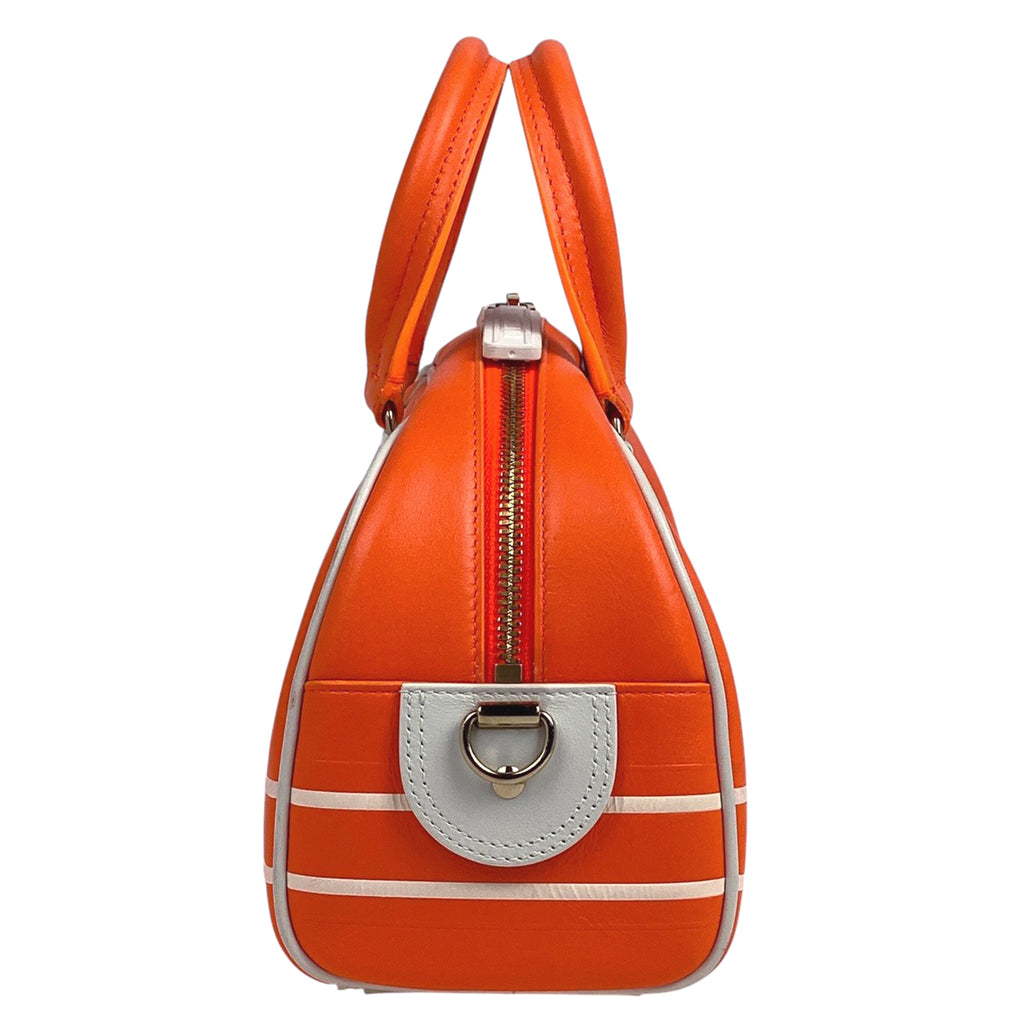 クリスチャンディオール ロゴ ハンドバッグ ヴァイブ ボウリングバッグ 2WAY ショルダーバッグ ハンドバッグ レザー オレンジ レディース 【中古】brbag