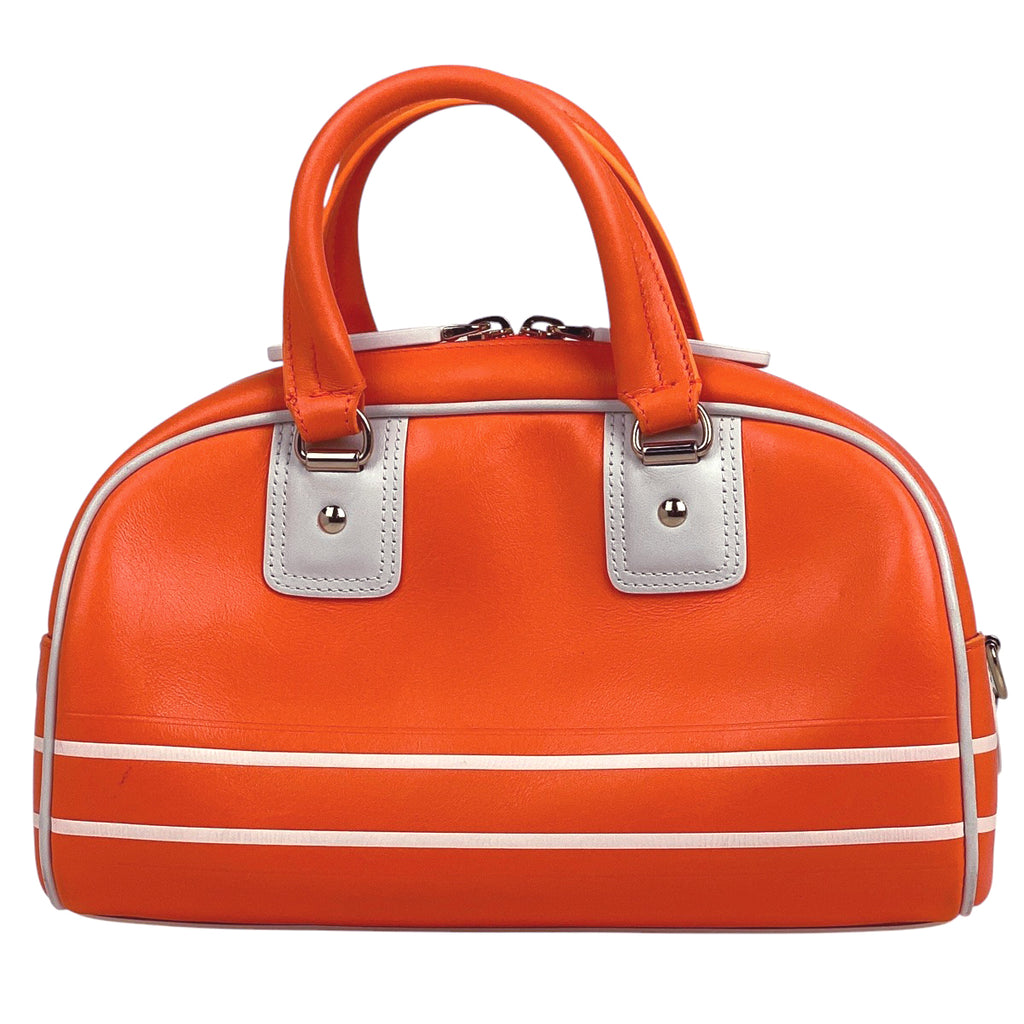 クリスチャンディオール ロゴ ハンドバッグ ヴァイブ ボウリングバッグ 2WAY ショルダーバッグ ハンドバッグ レザー オレンジ レディース 【中古】brbag