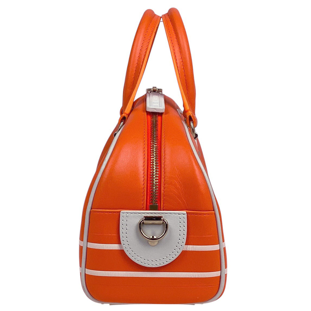クリスチャンディオール ロゴ ハンドバッグ ヴァイブ ボウリングバッグ 2WAY ショルダーバッグ ハンドバッグ レザー オレンジ レディース 【中古】brbag