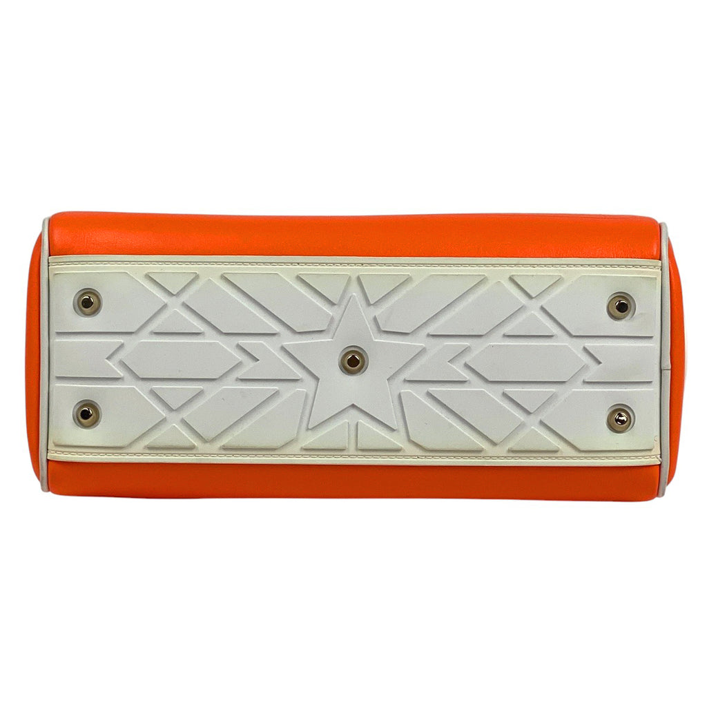 クリスチャンディオール ロゴ ハンドバッグ ヴァイブ ボウリングバッグ 2WAY ショルダーバッグ ハンドバッグ レザー オレンジ レディース 【中古】brbag