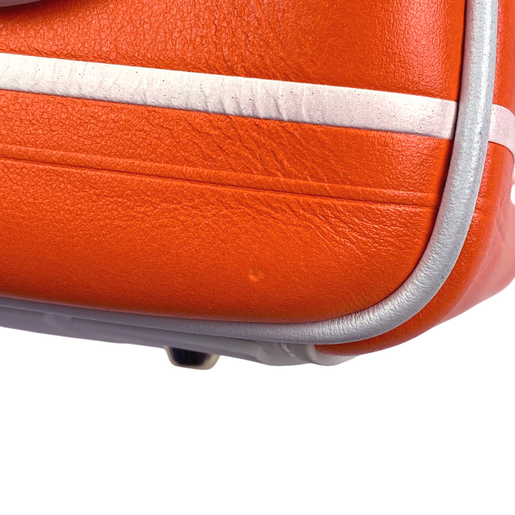 クリスチャンディオール ロゴ ハンドバッグ ヴァイブ ボウリングバッグ 2WAY ショルダーバッグ ハンドバッグ レザー オレンジ レディース 【中古】brbag