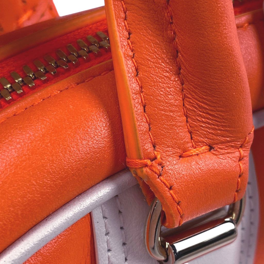 クリスチャンディオール ロゴ ハンドバッグ ヴァイブ ボウリングバッグ 2WAY ショルダーバッグ ハンドバッグ レザー オレンジ レディース 【中古】brbag