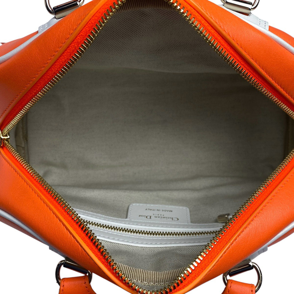 クリスチャンディオール ロゴ ハンドバッグ ヴァイブ ボウリングバッグ 2WAY ショルダーバッグ ハンドバッグ レザー オレンジ レディース 【中古】brbag