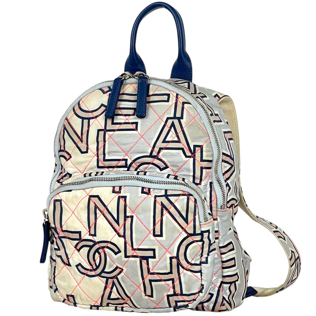 シャネル ココマーク リュックサック マトラッセ ネオン バックパック リュック ナイロン ブルー レディース 【中古】brbag