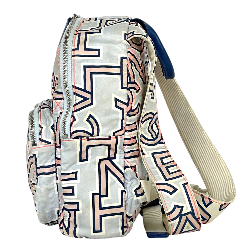 シャネル ココマーク リュックサック マトラッセ ネオン バックパック リュック ナイロン ブルー レディース 【中古】brbag