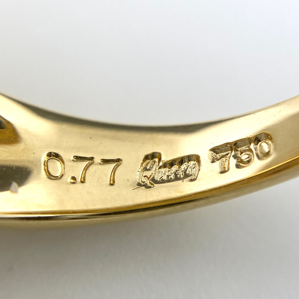 クイーン ルビー デザインリング YG イエローゴールド 指輪 メレダイヤ リング 5.5号 750 ルビー ダイヤモンド レディース 【中古】brjwl