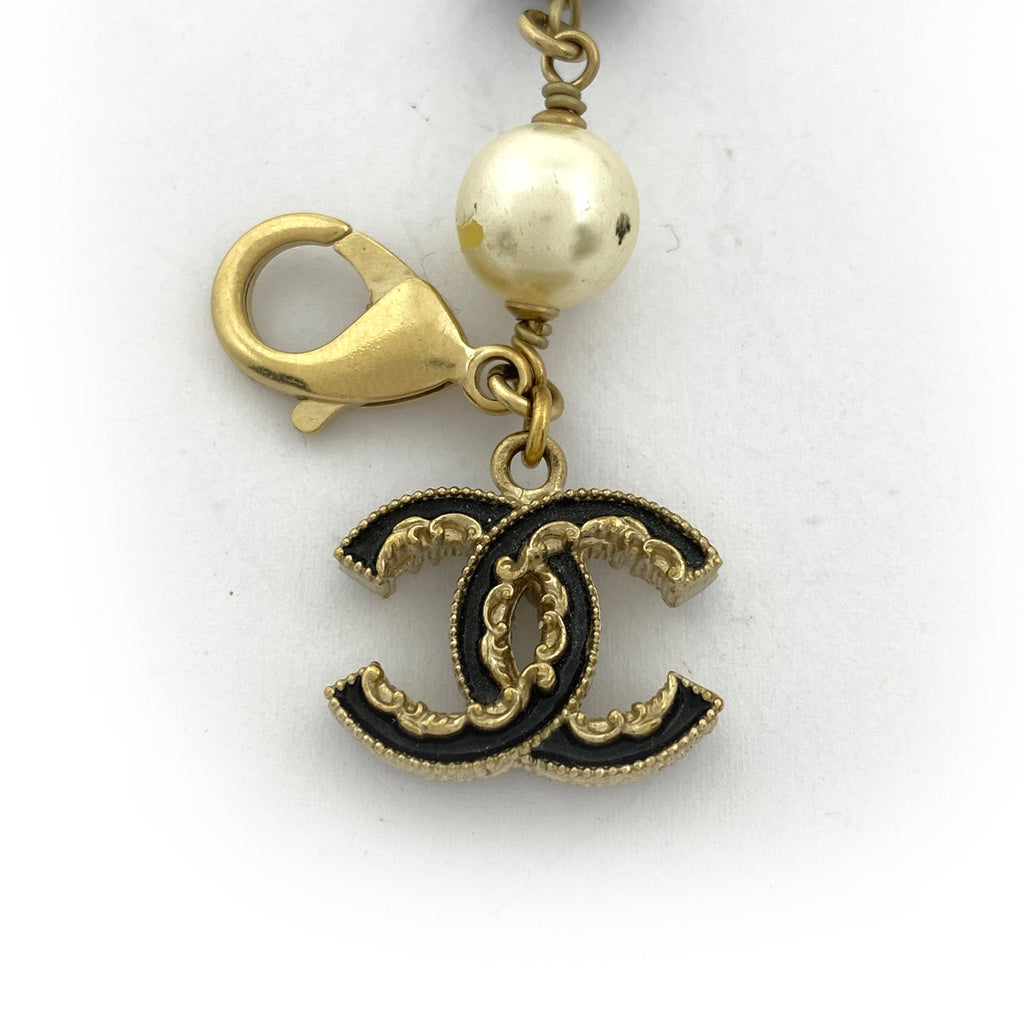 シャネル ココマーク フェイクパール ブレスレット 腕輪 ブレスレット GP ゴールド ブラック レディース 【中古】bracc