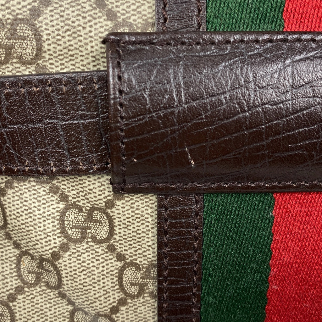 グッチ GG柄 ベルトバッグ ウエストバッグ シェリーライン ウェブ ボディバッグ コーティングキャンバス ブラウン 152597 レディース 【中古】brbag