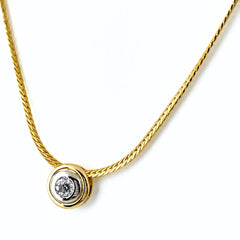 ダイヤモンド デザインネックレス YG イエローゴールド プラチナ ペンダント ネックレス K18 Pt850 ダイヤモンド レディース ノンブランドジュエリー 【中古】nbjwl